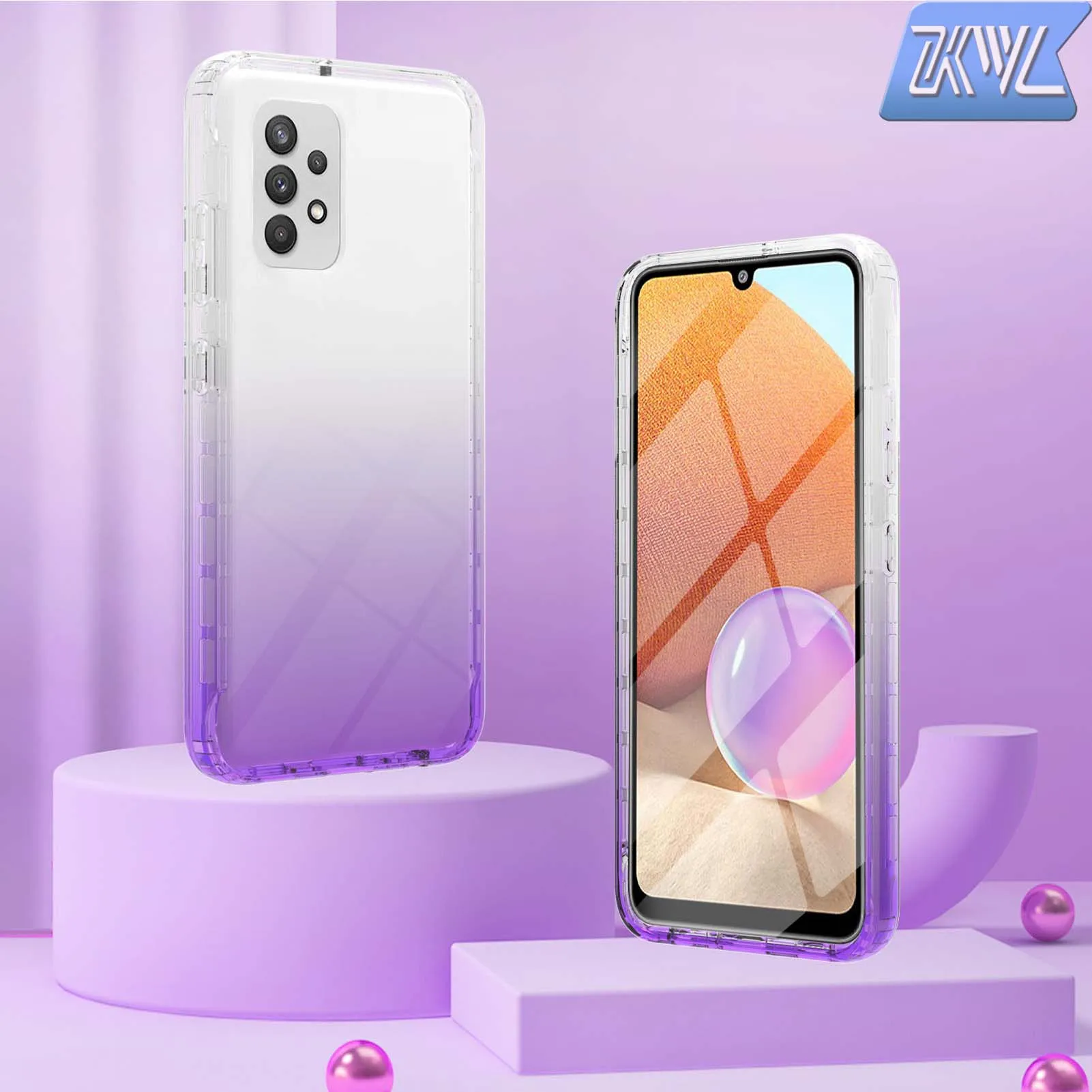 

KL is suitable for Samsung A22 S21 A52 A32 A12 A42 protective cover PET film gradient transparent three-in-one mobile phone case