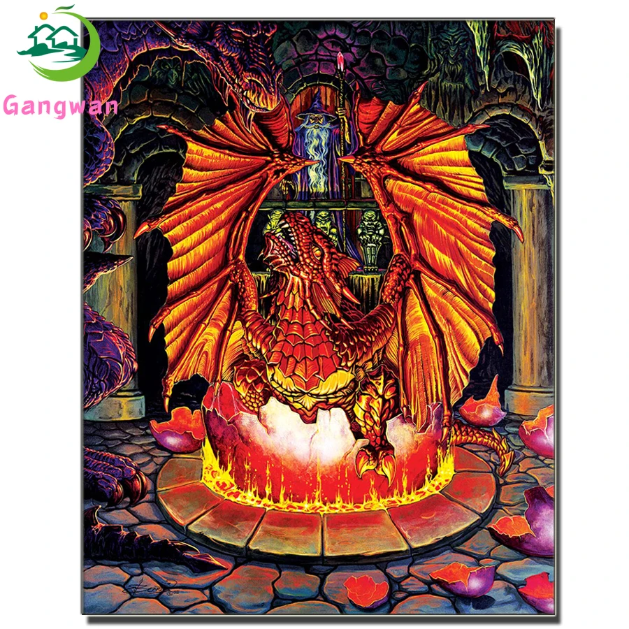 

Birth of a Fire Dragon 5D diamond painting Wizard magic DIY cross stitch paste diamond Mosaic pattern home decorative painting