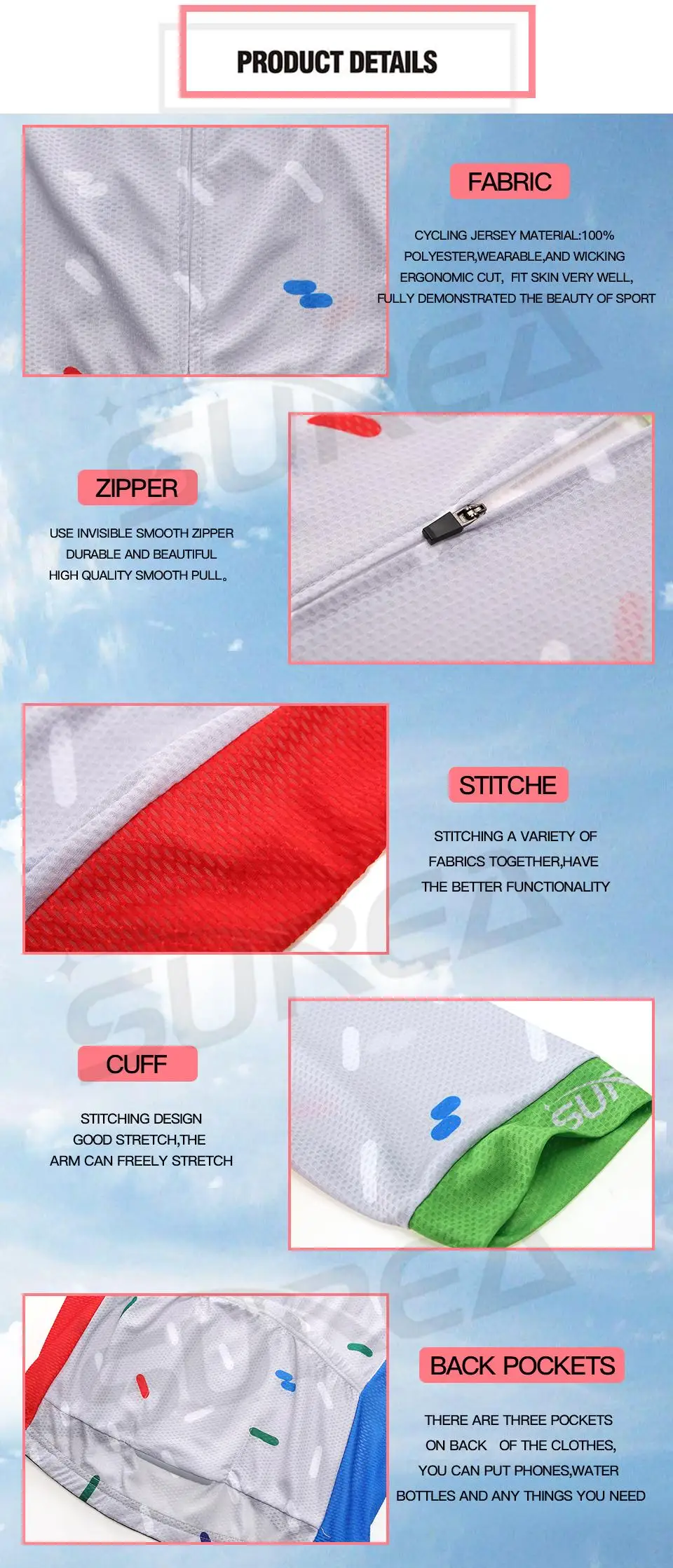 SUREA Cycling flat knitted suits, summer Cycling wear, Cycling sport suits