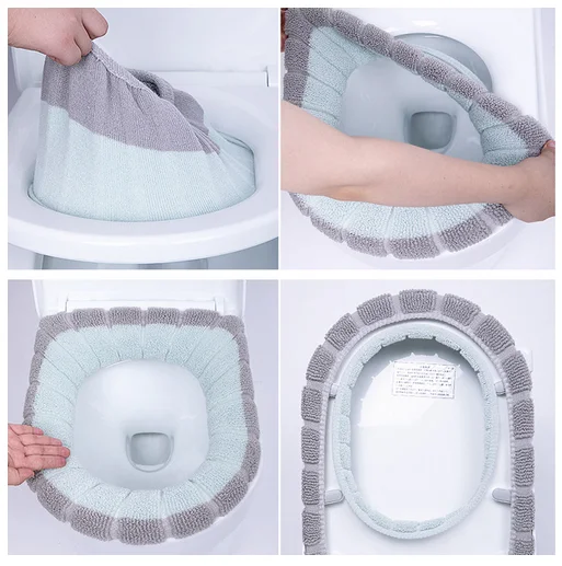 Универсальное теплое мягкое моющееся сиденье для унитаза Чехол коврик набор