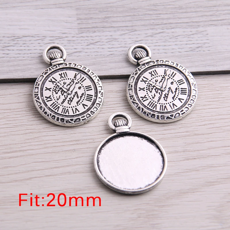 

SWEET BELL 12pcs 20mm Inner Size New Product Antique Pierced 3 Style Cabochon Base Setting Charms Pendant