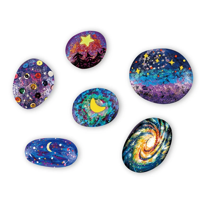 

Children's Creative Natural Pebbles Painted Graffiti Set Kids Painting Learning Set