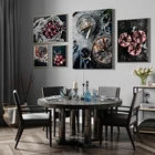 Артишок, гранат, хлеб, Постер сырой еды, печать на холсте, овощи, фрукты, кухня, художественная живопись, Настенная картина, декор для столовой