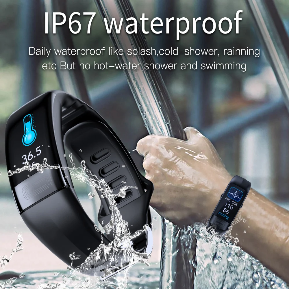 

Smart Band Watch 24H Body Temperature Heart Rate Blood Pressure Oxygen Smart Bracelet IP67 Waterproof Sport Fitness Band