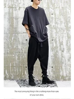 mens classic simple black zipper design short sleeve t shirt summer new japanese dark loose large size t shirt trend