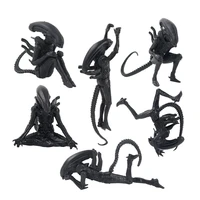 6pcsset 3 10cm aliens vs predators aliens hybrid figuration xenomorph hang down squat yoga relax pvc mini figure toys