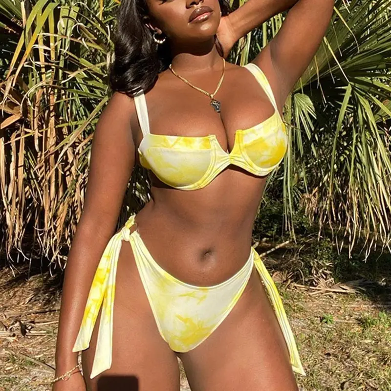 

Micendy Tie Dye Bikinis Sexy Patchwork Swimwear Women 2021 New Push Up Swimsuits Female Summer Ring Bandage Beachwear High Cut