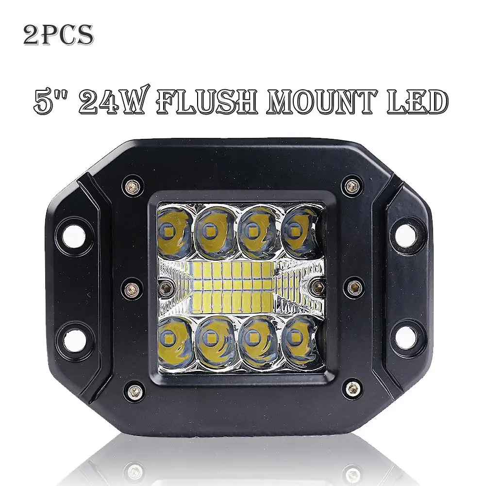 

Universal 2PCS 5In 48W 16 LEDs Work Light for 12-24V for Car Motocross Flush Mount LED Work Light Pods Flush Mounting Spot