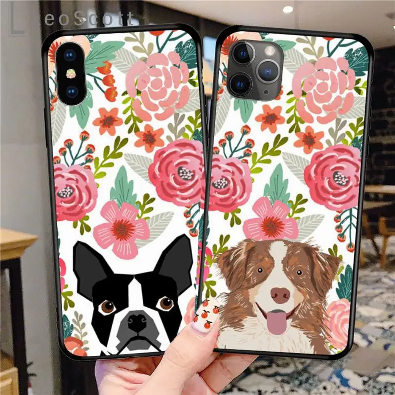 

Animal flower dog cat cute Phone Case for iPhone 11 12 pro XS MAX 8 7 6 6S Plus X 5S SE 2020 XR cover funda shell coque