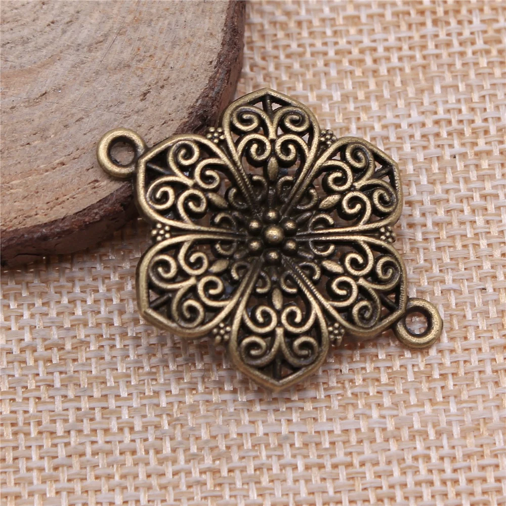 

Charms for Jewelry Making Findings Handmade DIY Craft 10pcs Antique Bronze Color 40x28mm Flowers Charms Pendant