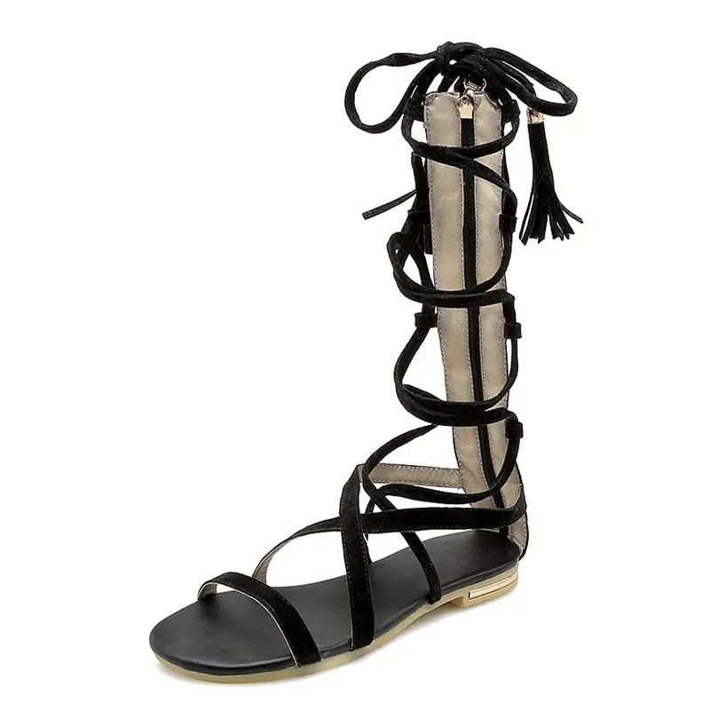 Женские сандалии на плоской подошве с ремешком размеры 34 46|Боссоножки и сандалии|