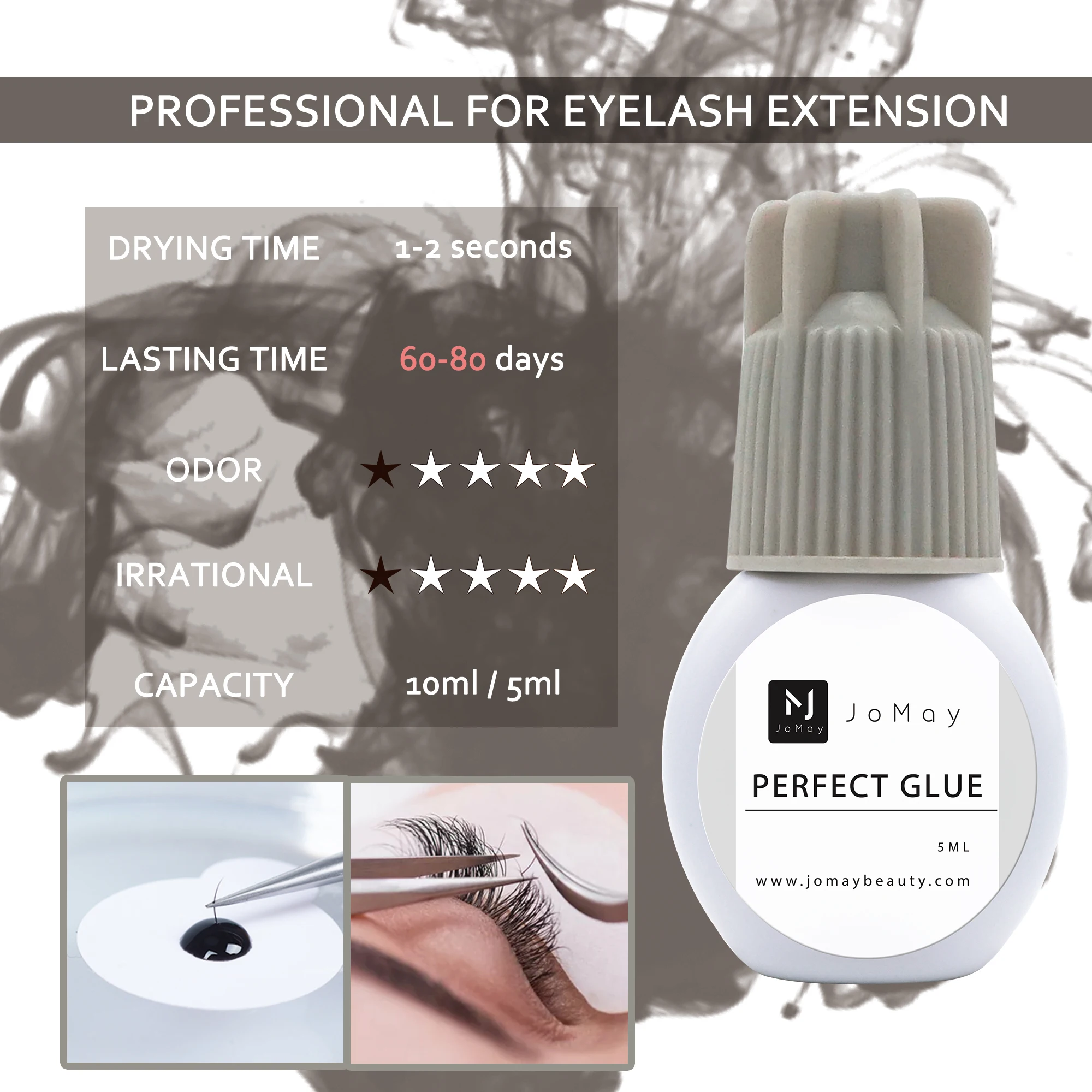 

5ml 1-2 Seconds perfect lashes Glue low smell Long Lasting Time Eyelash Extension Glue Adhesive Retention 60-80 days