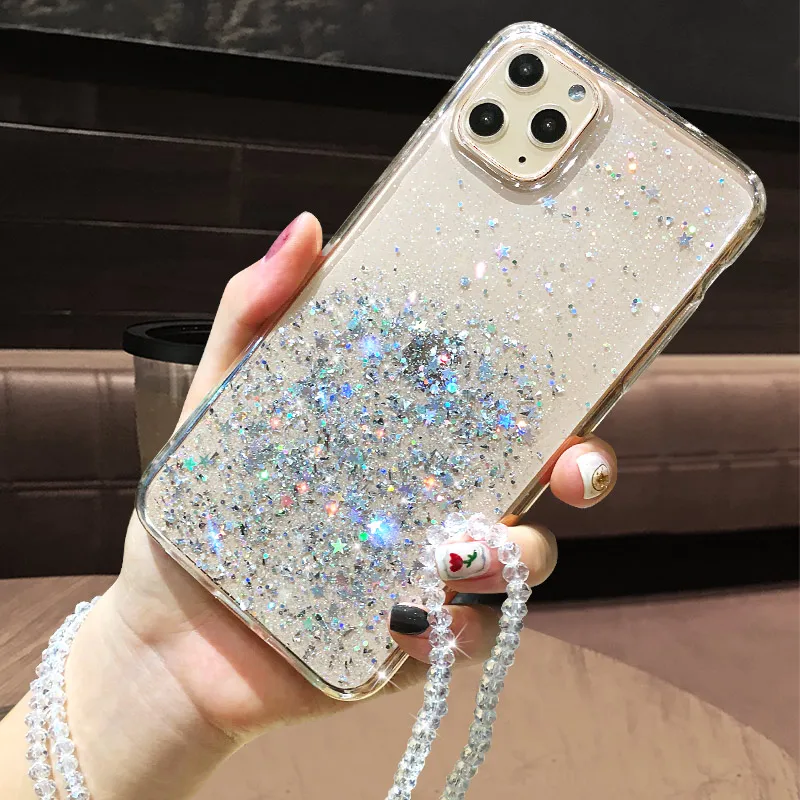Чехол для iPhone 6 телефона 6s 7 8 Plus 11 Pro X XR XS Max красочные блестки сверкающие Твердые
