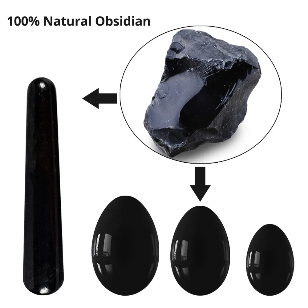 Natural Obsidian Yoni Egg Set Jade Eggs Kegel Exerciser Wand Massager Pelvic Floor Vaginal Muscles Tightening Ball | Красота и