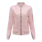 Куртка женская, на молнии, с Бейсбольным воротником, на весну и осень