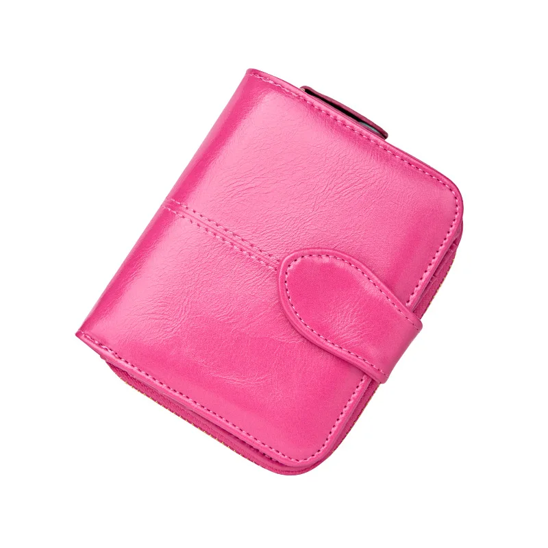 

Ladies Oil Wax Leather Two-fold Short Coin Purse Card Holder