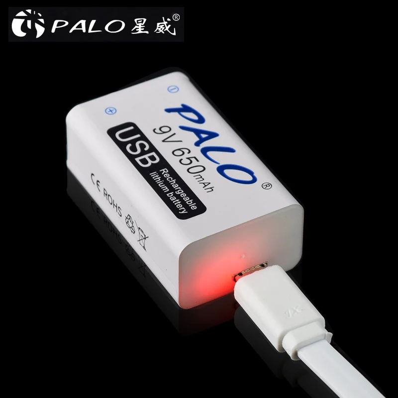 PALO 9V USB перезаряжаемые литиевые батареи батарея 650mah 9v bateria usb для рации Домашний Массажер металлический обнаружитель