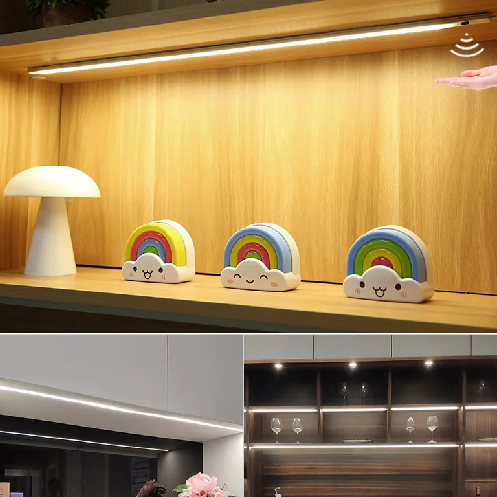 led kitchen lights 304050cm hand sweep switch under cabinet bedroom wardrobe closet night light bedroom home lighting free global shipping