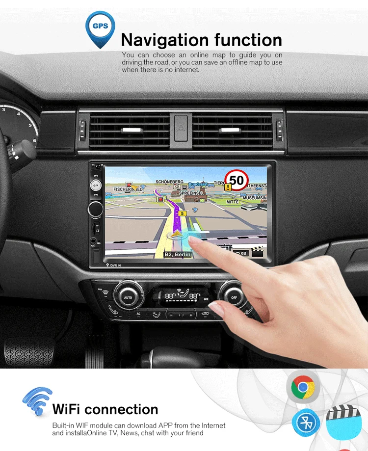 Автомобильный мультимедийный плеер Android 8 1 2 Din 7 '' Mirror link Bluetooth FM Wi Fi AUX GPS