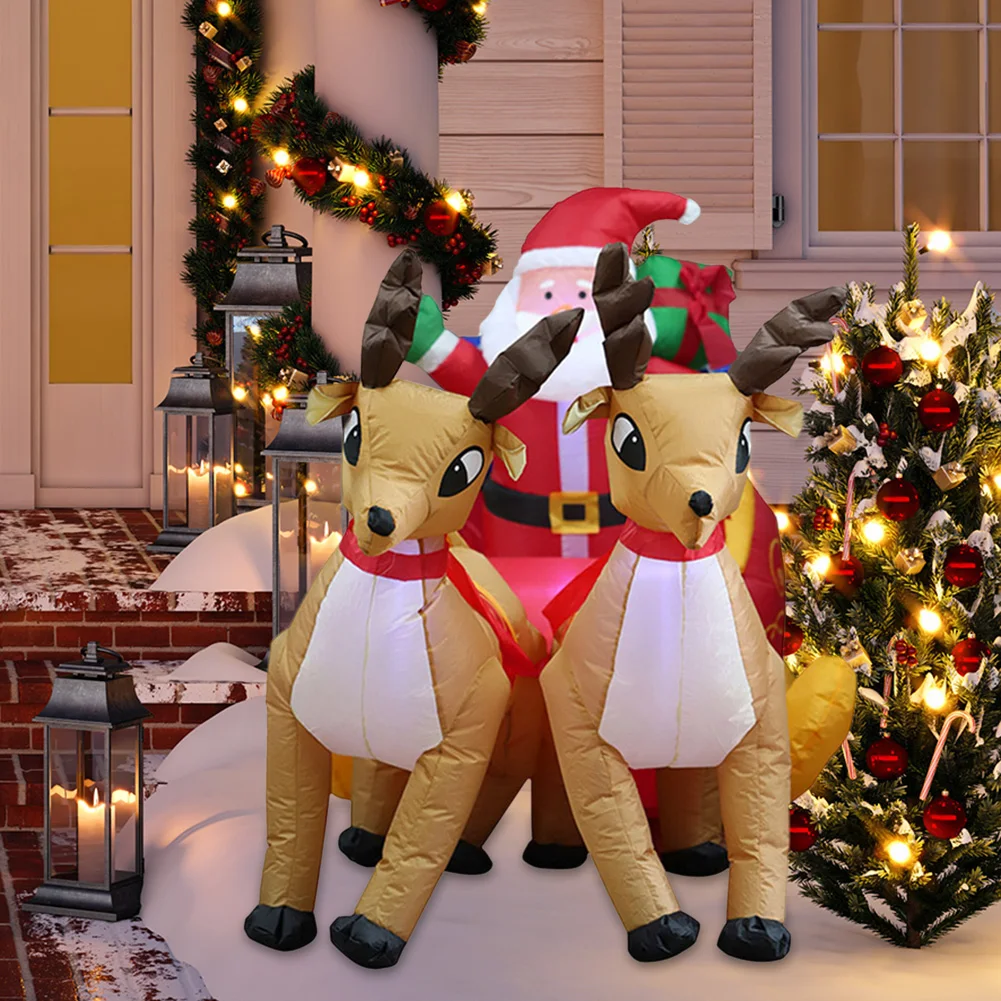 

Надувная Модель 3D Рождественский светящийся Лось сани Санта-Клаус игрушки двор Праздничная Вечеринка атмосфера смешные подарки Декор