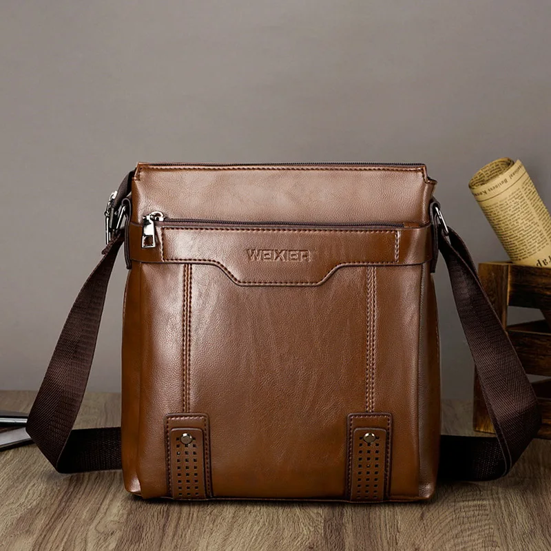 

Сумка на плечо мужская из экокожи, винтажный саквояж кросс-боди, модный чемоданчик в деловом стиле, вместительный тоут