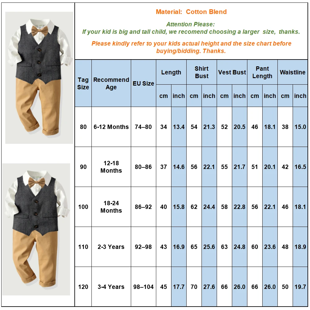 

4pcs Toddler Baby Boys Gentleman Clothes Sets Shirts+Pants+Bow Neck+Vest Long Sleeve Kids Boys Wedding Party Casual Outfit H60