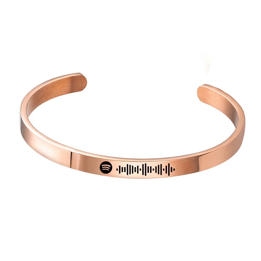 

Custom Music Spotify Code bangles Bracelet For Women Men Stainless steel Couple cuff bangles Personalized Song Jewelry Gifts
