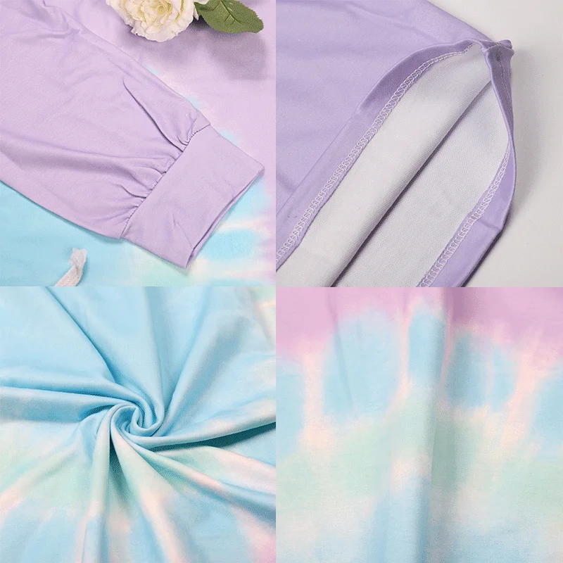 

2020 Women Tie Dye Hoodie Harajuku Butterfly Print Long Sleeve Hoodies Sweatshirt V Neck Loose Oversize Fall Winter Clothing