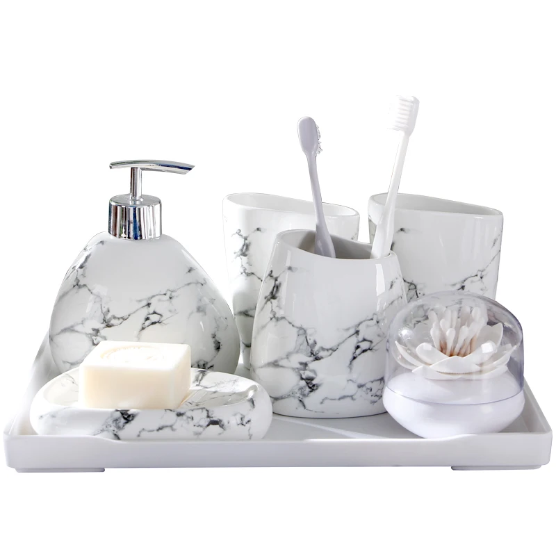 

Scandinavian Home Bathroom Wash Set Ceramic Bathroom Decoration Accessories Toothbrush Holder Soap Dispenser Bathroom Supplies