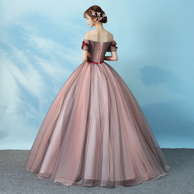 Женское Пышное Платье с открытыми плечами красное Тюлевое платье цветами 16