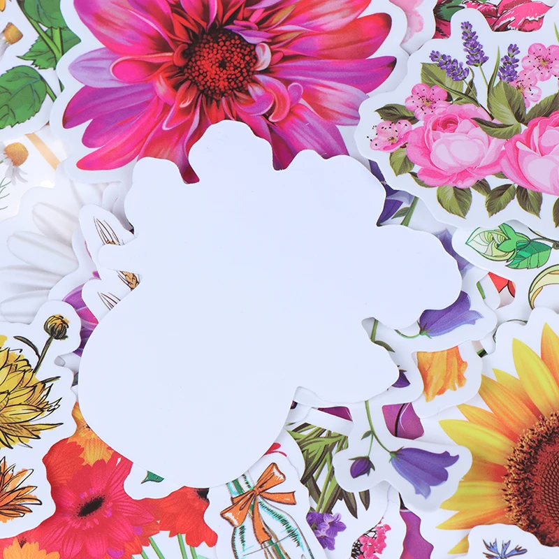 

50Pcs/set Beautiful Colorful Flowers Blooms Memo Stickers for Laptop Car Skateboard Helmet Suitcase Stationery gift For kids