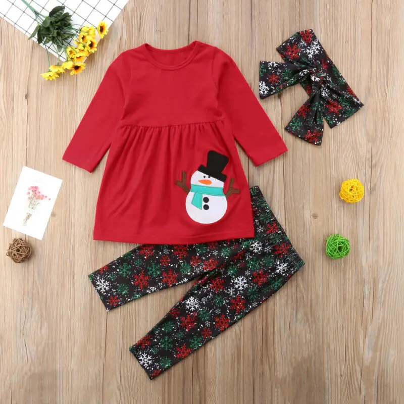 Милая Рождественская повседневная одежда из 3 предметов Рождественские наряды
