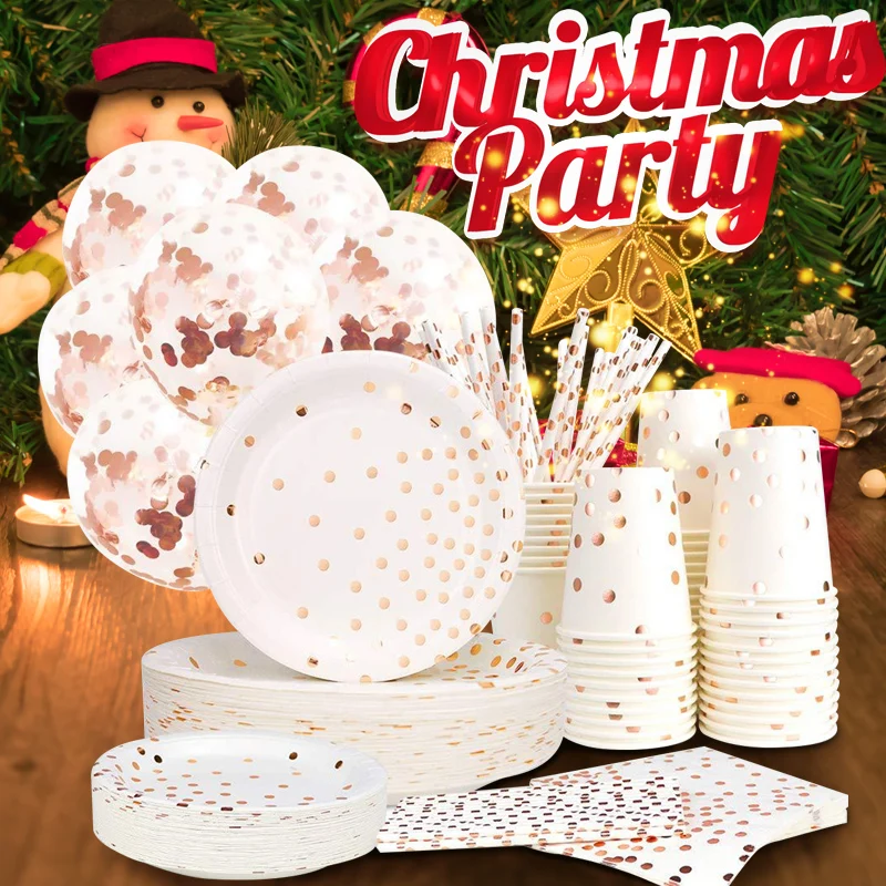 

300Pcs/Set Disposable Paper Dinner Dessert Plates Cups Napkins Balloons Straws Set New Style Party Brithday Tableware Suit