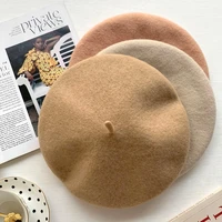 lunadolphin women autumn winter wool mushroom hat berets coffee caramel vintage artist cap painter beanie hat sweet color warm