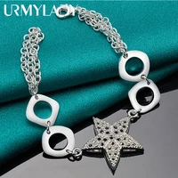 urmylady 925 sterling silver hollow star bracelet many chain for women wedding celebration engagement fashion charm jewelry