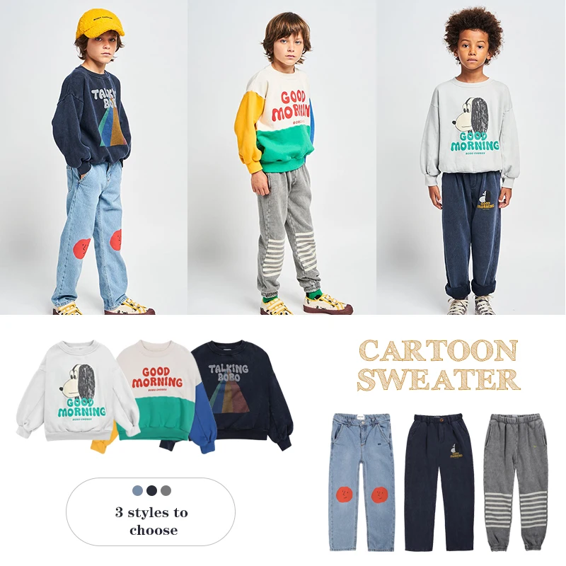 BOBO-Jersey de oto&ntilde;o estilo europeo y americano para ni&ntilde;os, Jersey moderno de Color con estampado de flores, 2021-0