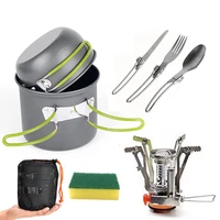 1 2 people portable camping stove pot knife fork spoon set with storage bag outdoor camping tableware set for pinic travel