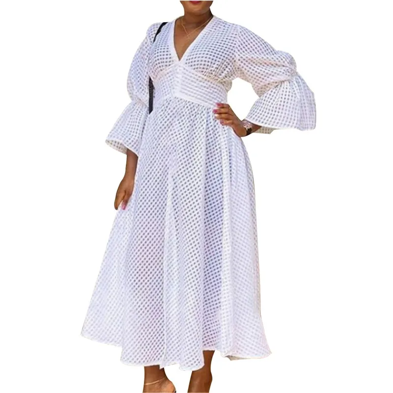 

Spring Autumn African Elegant Dresses For Women Hollow Out New Muslim Fashion Abayas Dashiki Robe Kaftan Long Maxi Dress