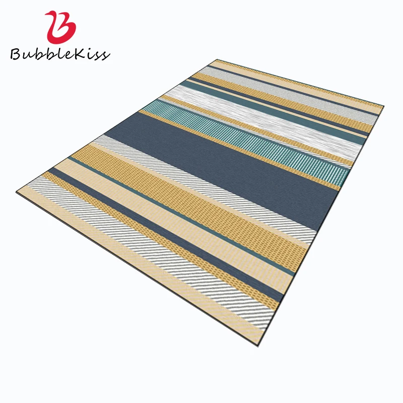 Современный Желтый Клетчатый полосатый ковер Bubble Kiss нескользящий коврик для
