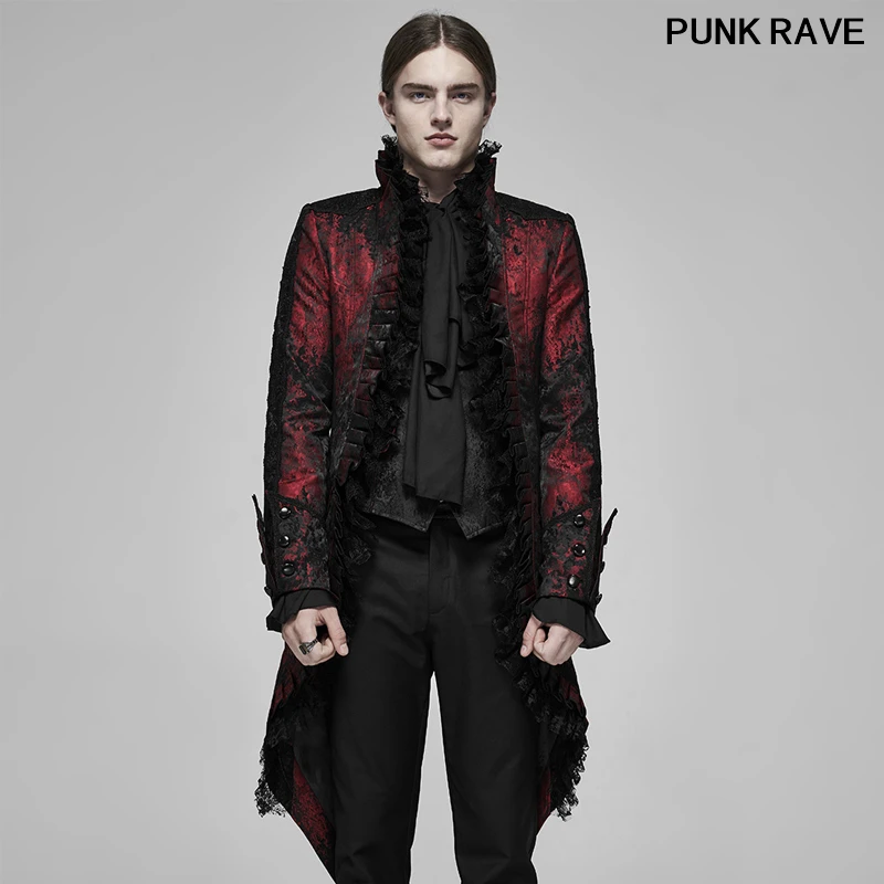 

Gothic Pleated Cardigan Party Evening Dinner Men Jacket Classic Black Rococo Gorgeous Lace Tuxedo Coat PUNK RAVE WY-1166XCM