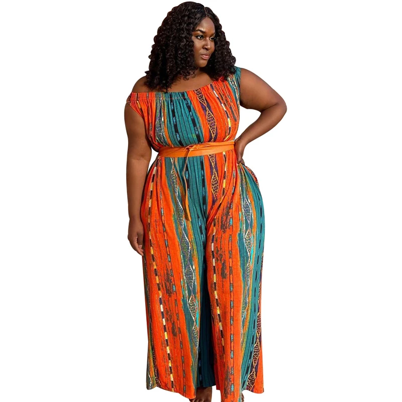 Женский комбинезон большого размера эластичный с вырезом лодочкой и коротким