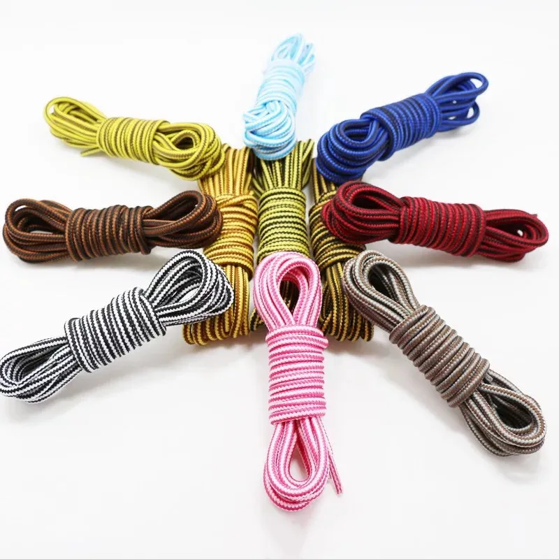 

1 pair Martin Shoes Round Shoelaces Striped Double Color Fashion Shoe Laces Sports Shoe Outdoor Hiking and Leisure Shoelace