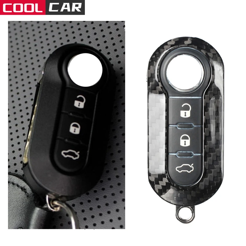 

Carbon Fiber Car Accessories for FIAT Key Case Cover Shell Bag Freemont 500 500L Panda Punto Bravo 3 Button Remote Folding