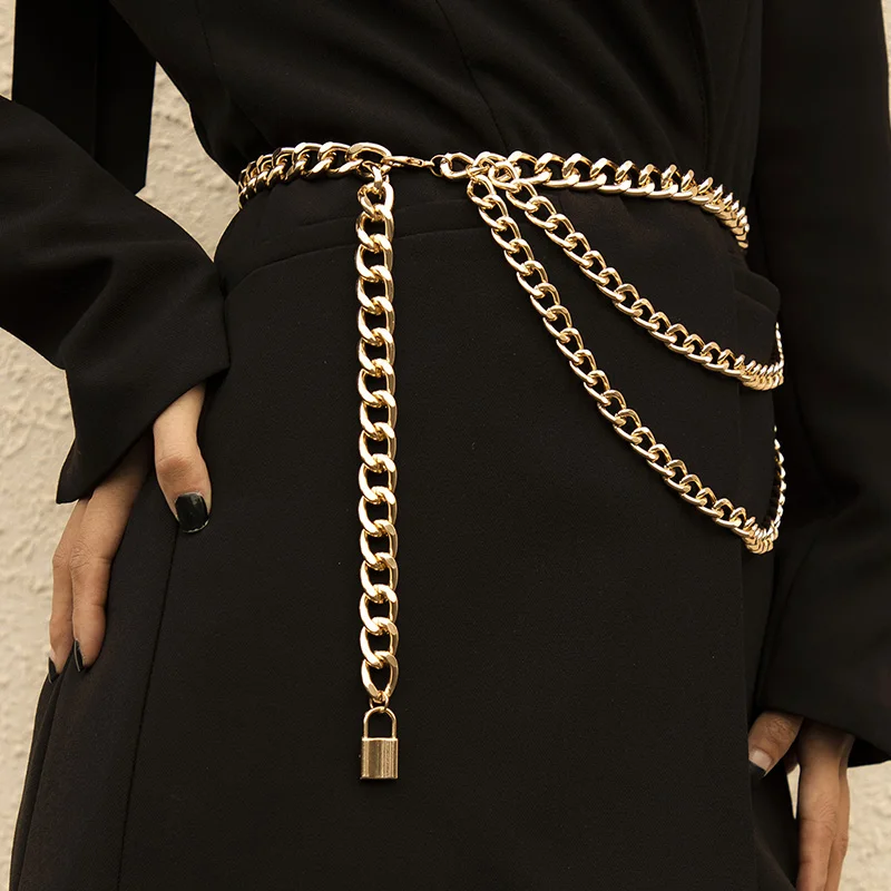 

Модная простая металлическая цепь с замком на талии, Элегантная универсальная Повседневная Женская цепочка для йоги