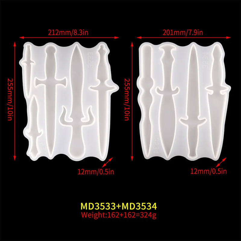 

DIY Crystal Silicone Dagger Mold Ornaments Pendant Epoxy Resin Casting Sword Mould Tools For Home Decoration Crafts Jewelry Art