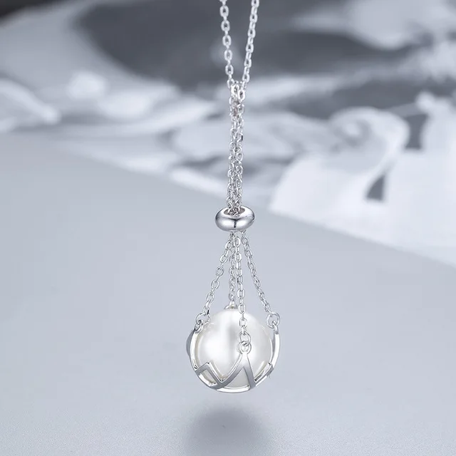 

High quality real 925 sterling silver fine jewelry big pearl necklace pendant chain neck jewel fashion accessories women lady