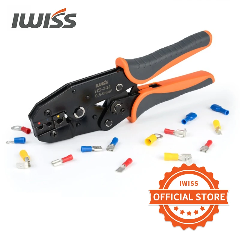 Обжимные щипцы IWISS для 22 10 AWG 0 5 6 мм2 изолированных автомобильных клемм и