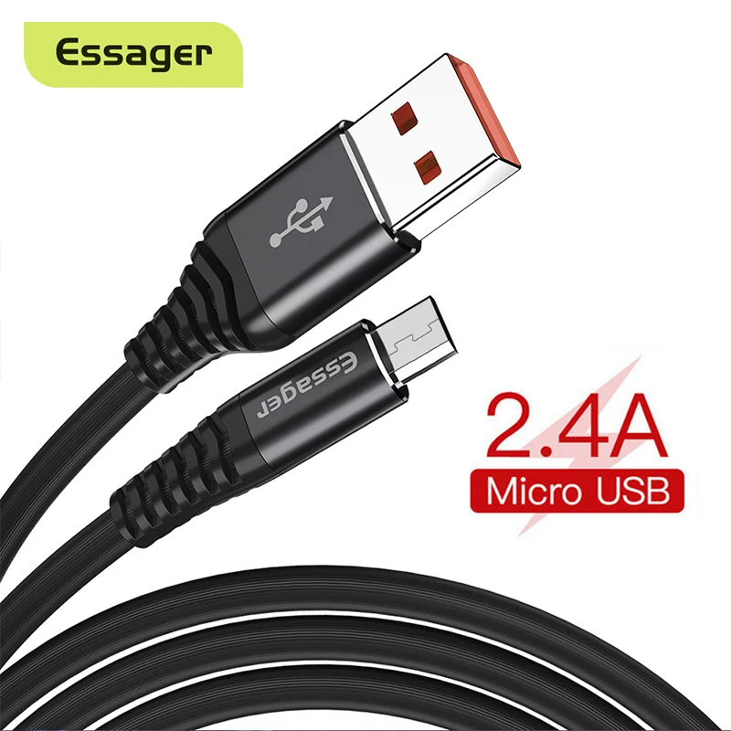 Кабель Micro USB Essager быстрая зарядка 2 м для Samsung Xiaomi Redmi mi Android мобильный телефон
