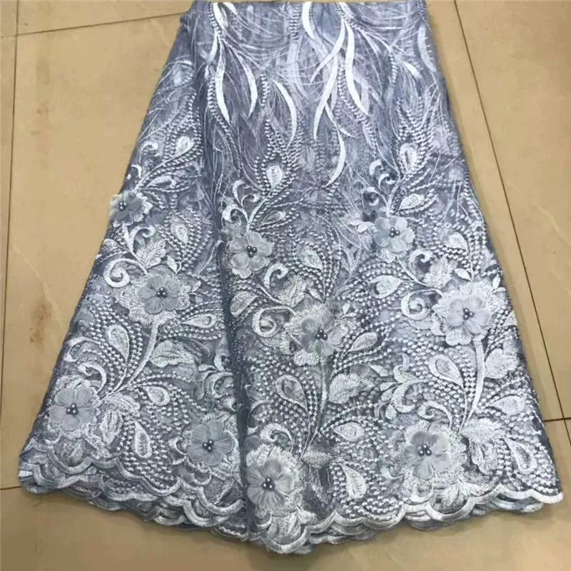 Новая французская кружевная ткань высокого качества Нигерия 3d Тюль бусины в виде