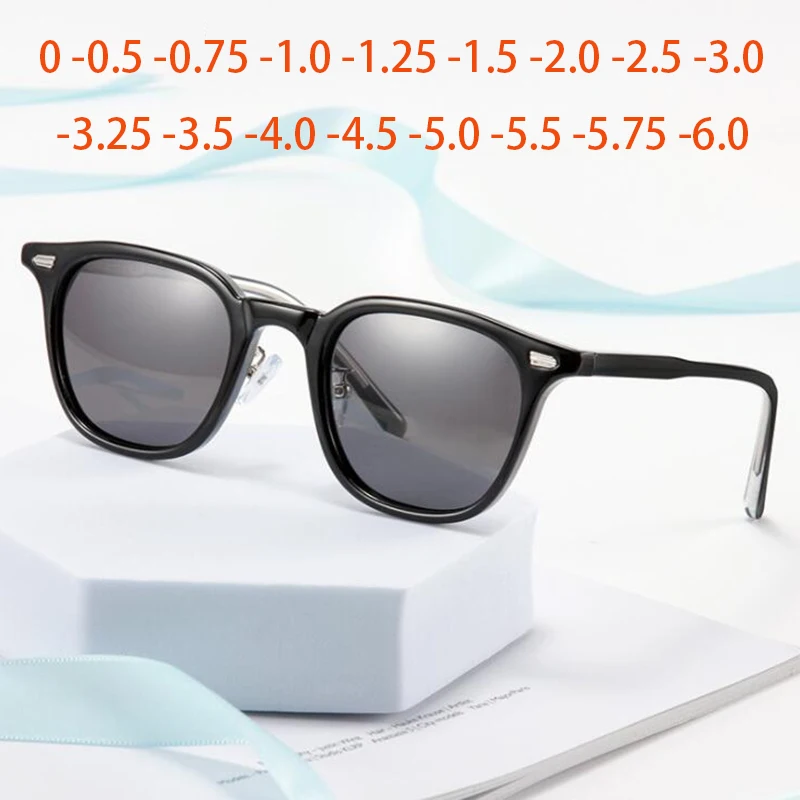 

Diopter 0 -0.5 -0.75 To -6.0 Women Men Square Myopia Sunglasses Metal UV400 Minus Lens Eyewear Prescription Spectacle Frame 3053